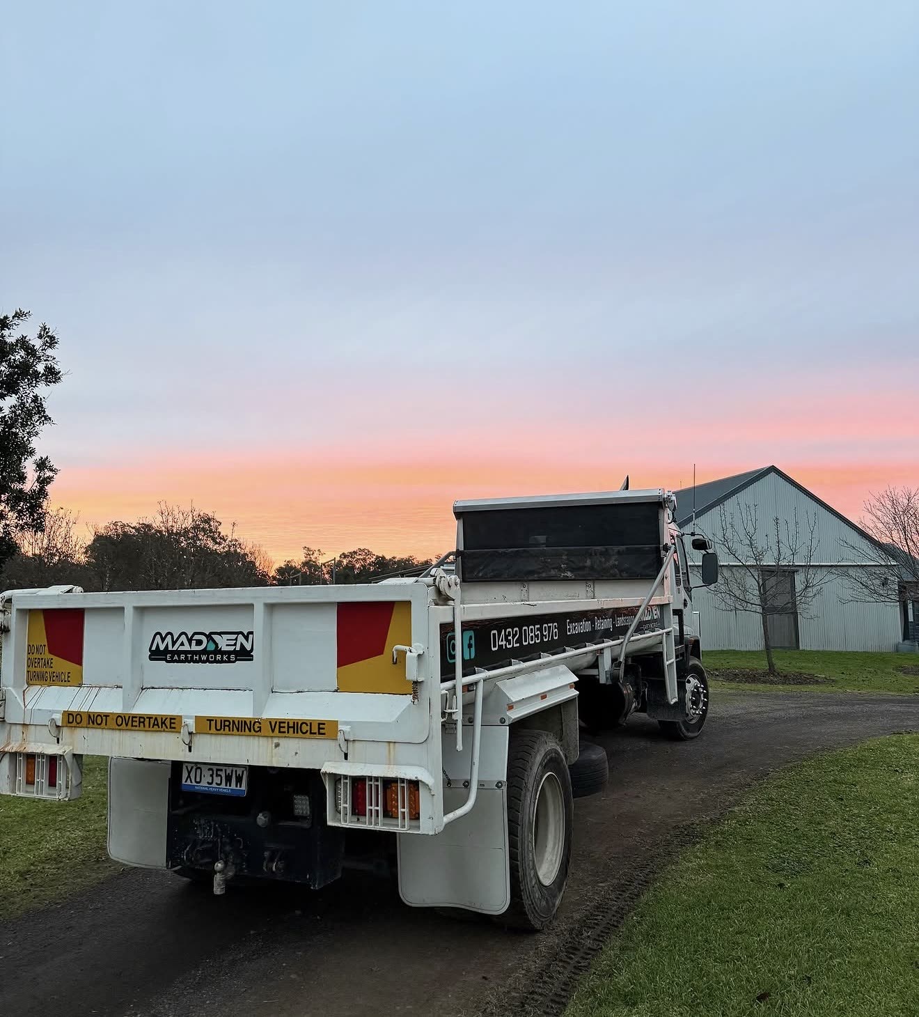 Madden Earthworks tipper loaded up, ready to haul the last of the site debris